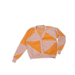 Princess poly color block crop sweater pink orange preppy small womens 4 y2k